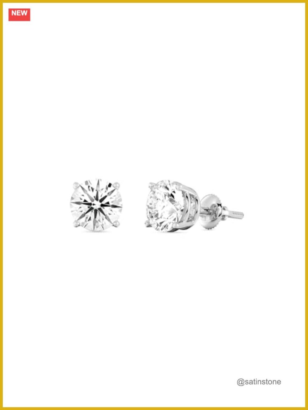 10KT Gold Lab-Grown Diamond Stud Earrings 2ct tw Round Cut Hypoallergenic Push